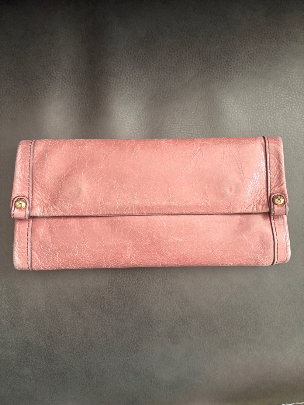 HOBO Pink Leather Fold-Over Clutch Wallet - Women